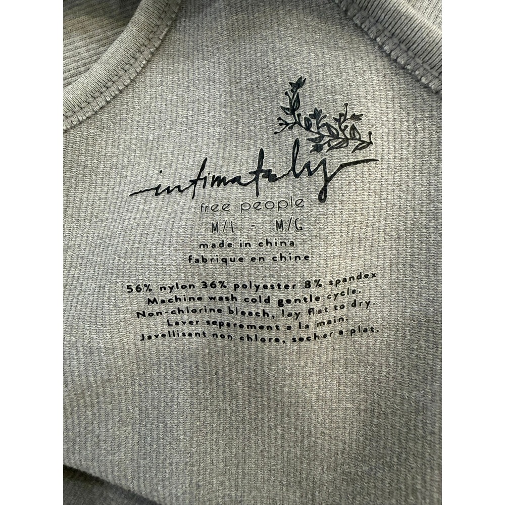 Intimately Free People Ribbed Racerback Crop Tank Top Gray M/L - Picture 4 of 5